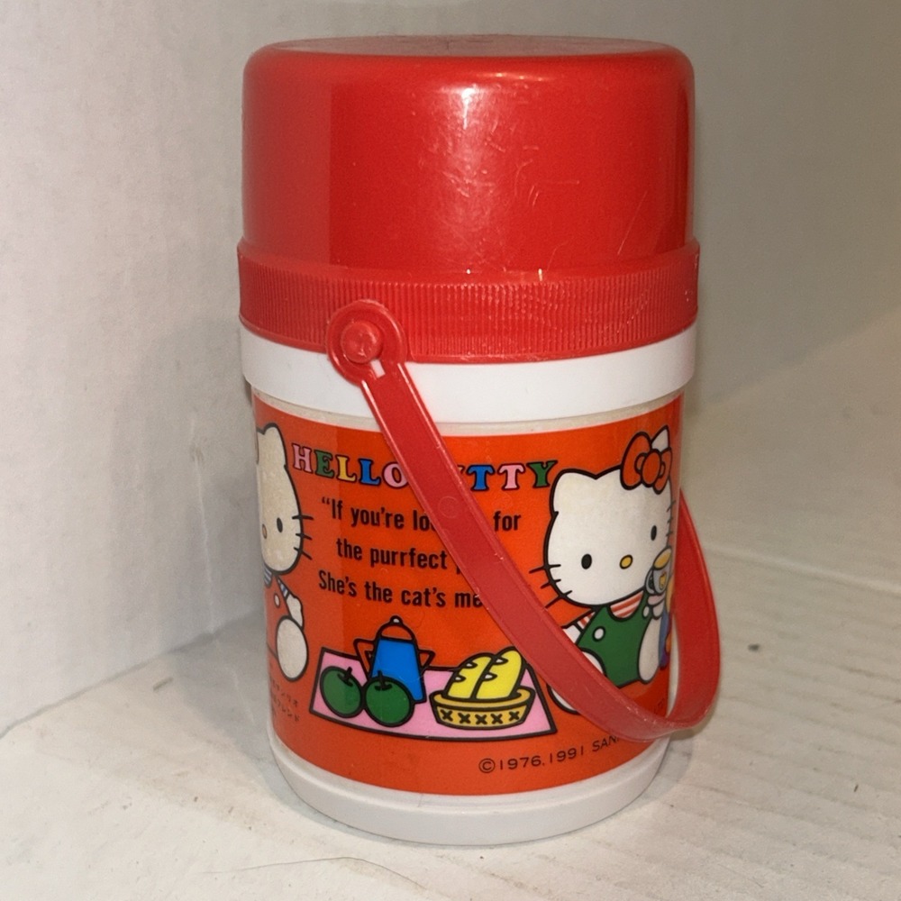 Hello Kitty Vintage Sanrio Water Bottle 1991 Japan Red Rare Collectable E3
